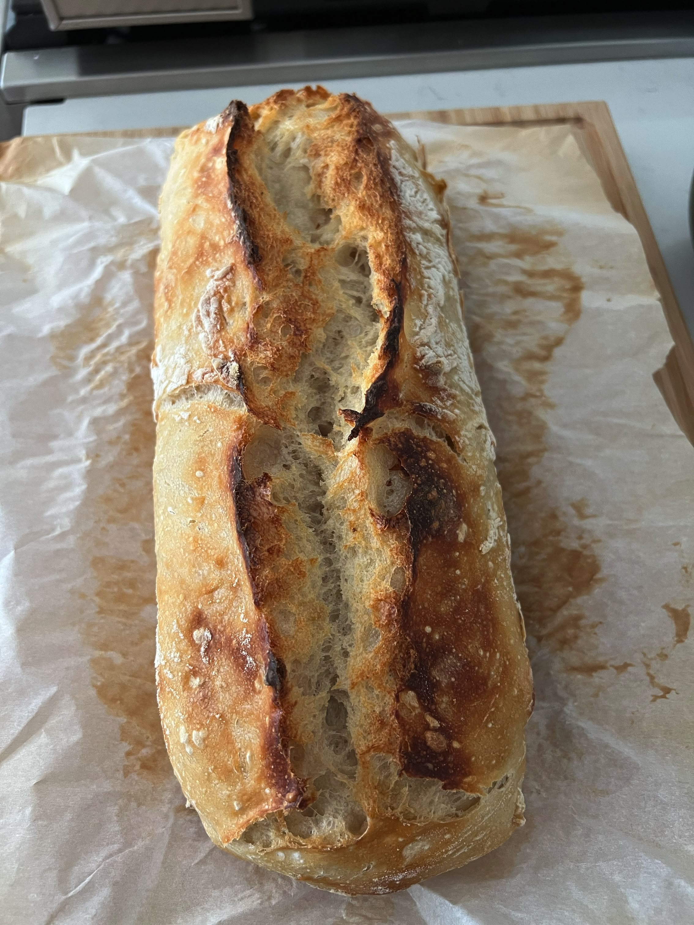 Baked sourdough loaf