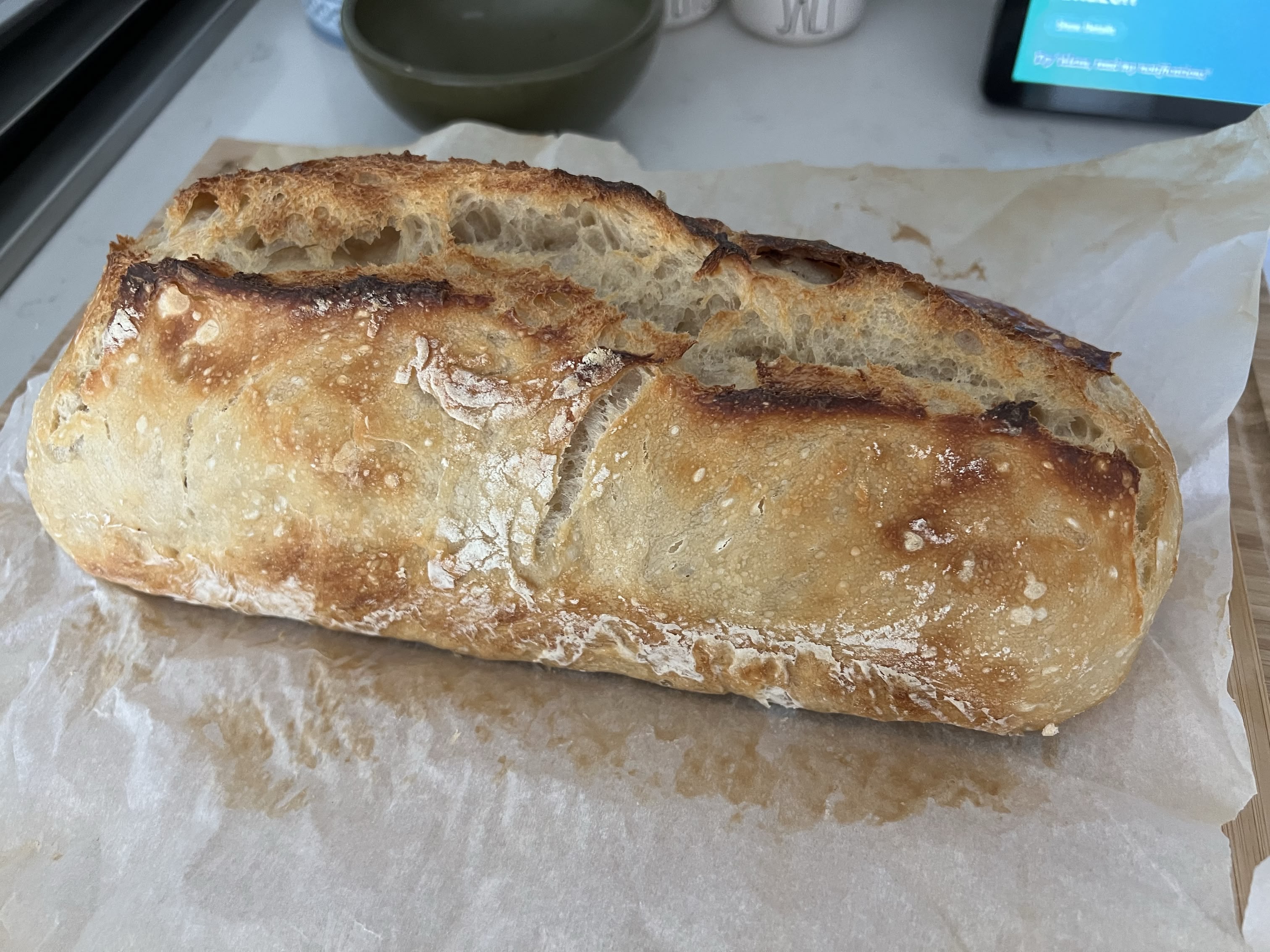 Baked sourdough loaf
